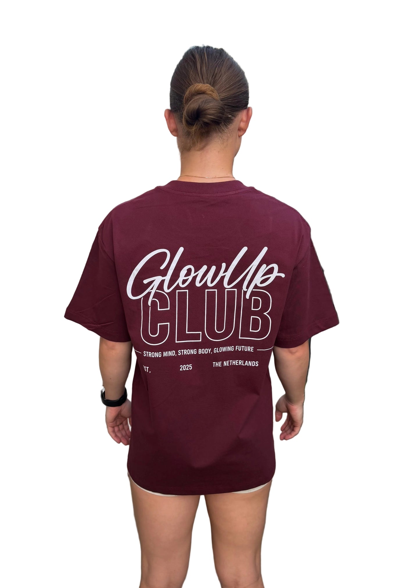 GlowUp Club T-shirt - Deep Bordeaux