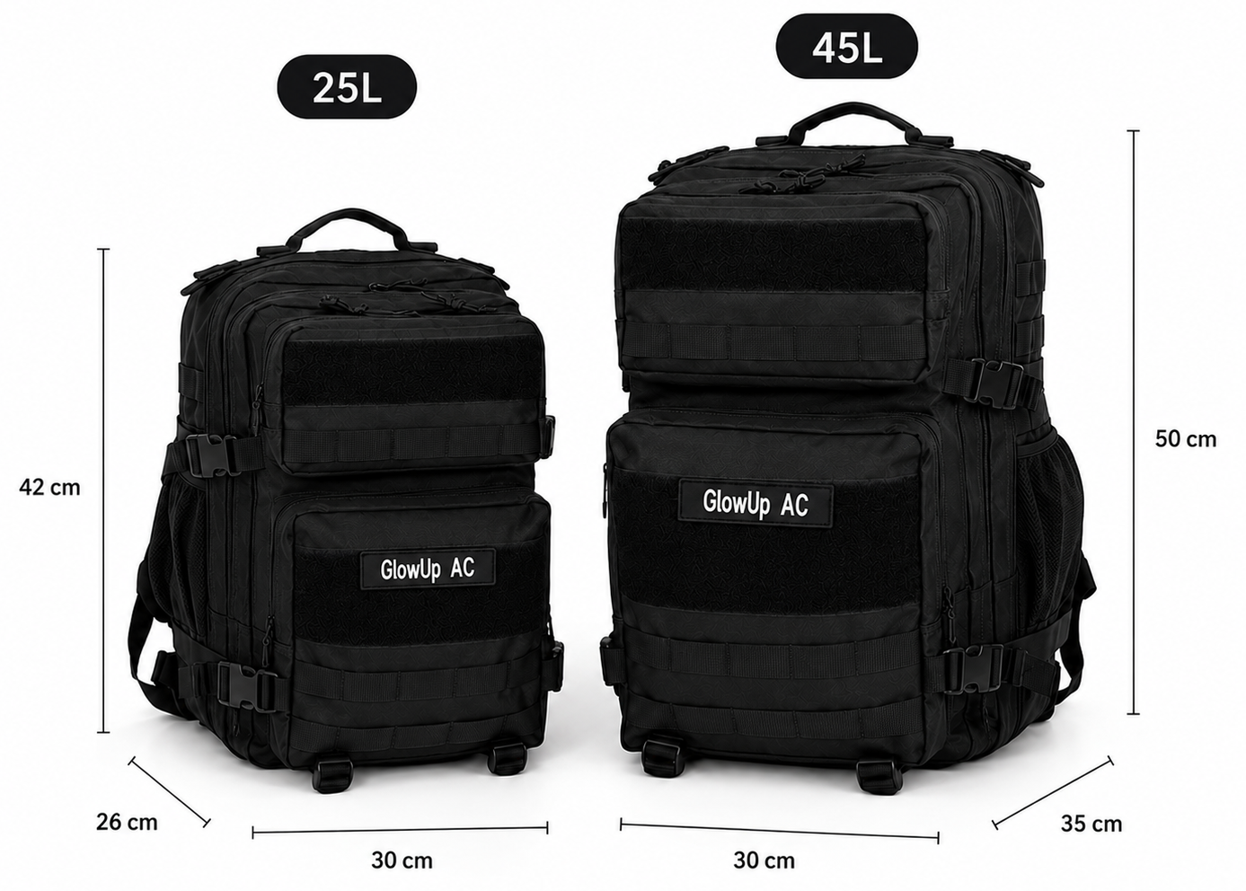 GlowUp Rucksack schwarz 25L