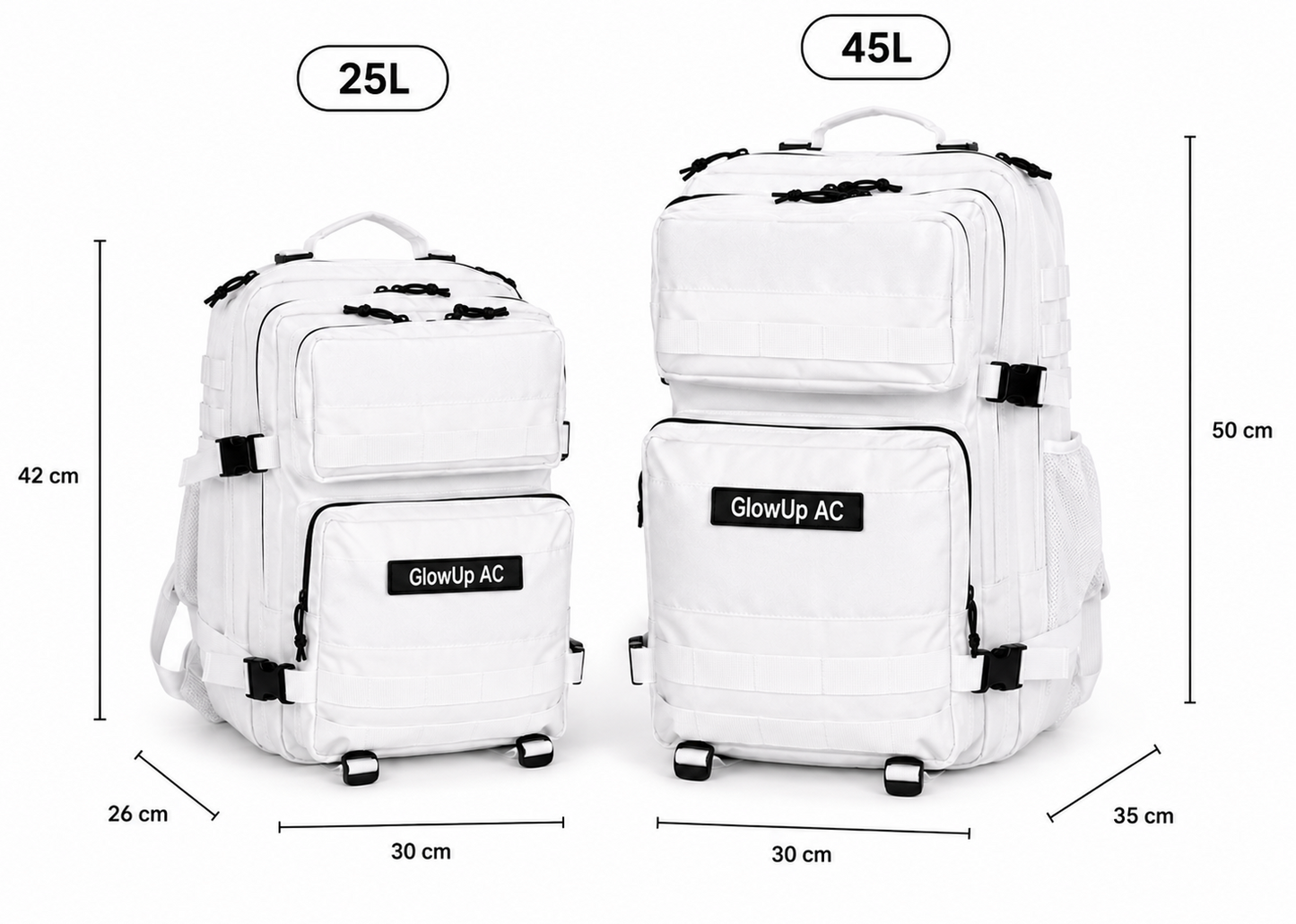 GlowUp Rucksack Weiß 45L