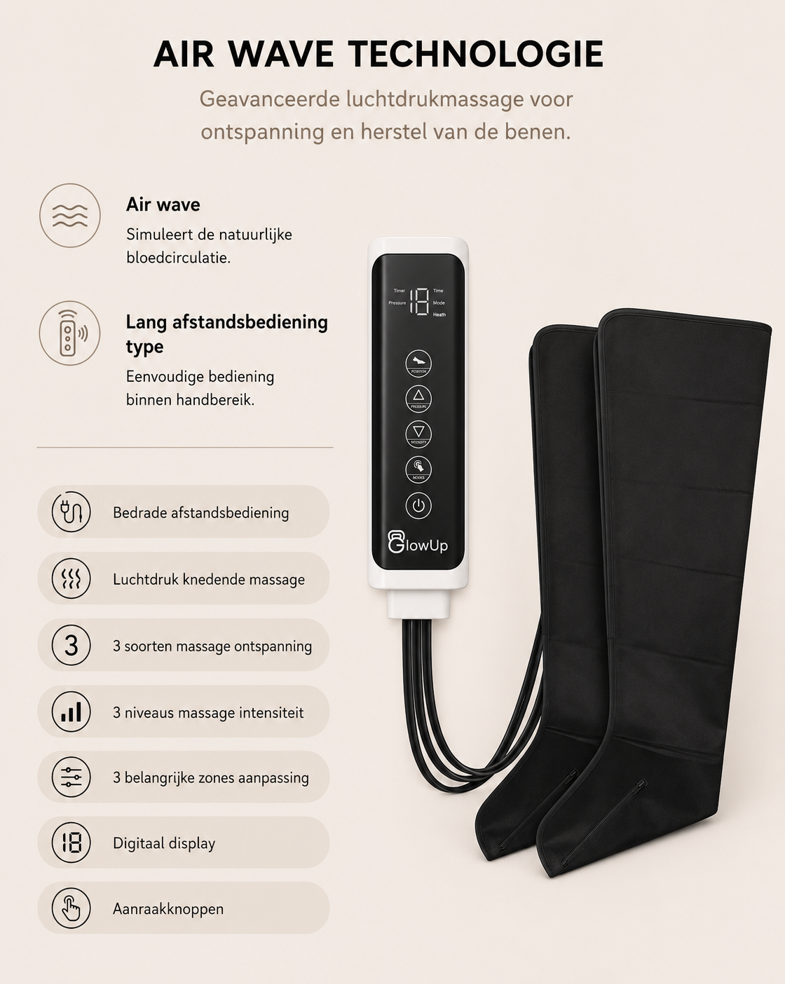 GlowUp Beenmassage Apparaat – Air Wave Recovery Boots