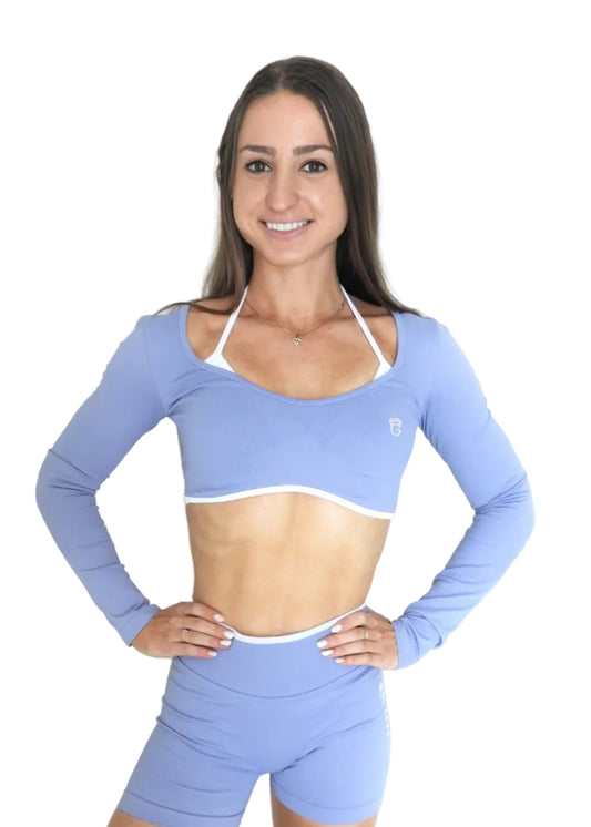 Aline Edition Langarm-Crop-Top – Soft Azure