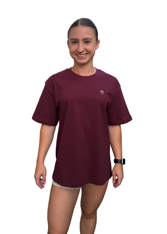 GlowUp Club T-shirt - Deep Bordeaux