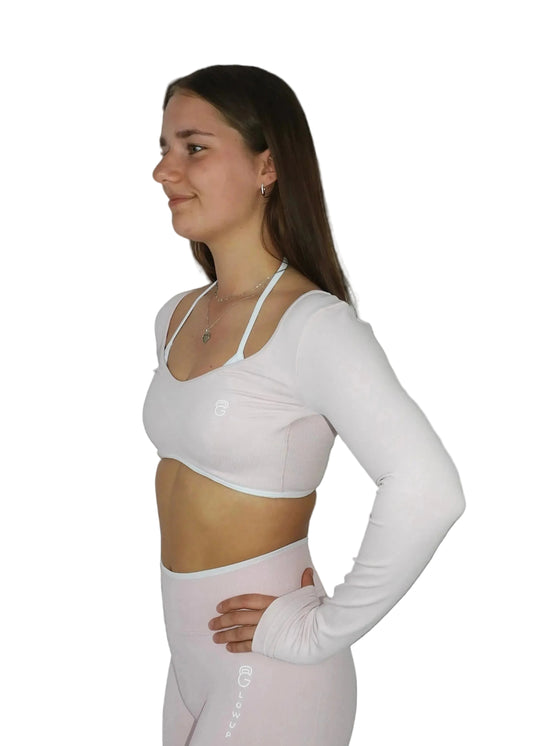 Aline Edition long sleeve crop top - Soft Blush