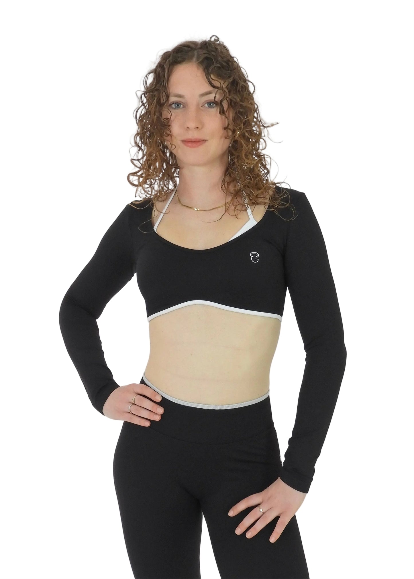 Aline Edition Langarm-Crop-Top – Noir Black